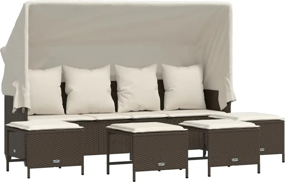 vidaXL Set canapele de grădină cu perne, 5 piese, maro, poliratan
