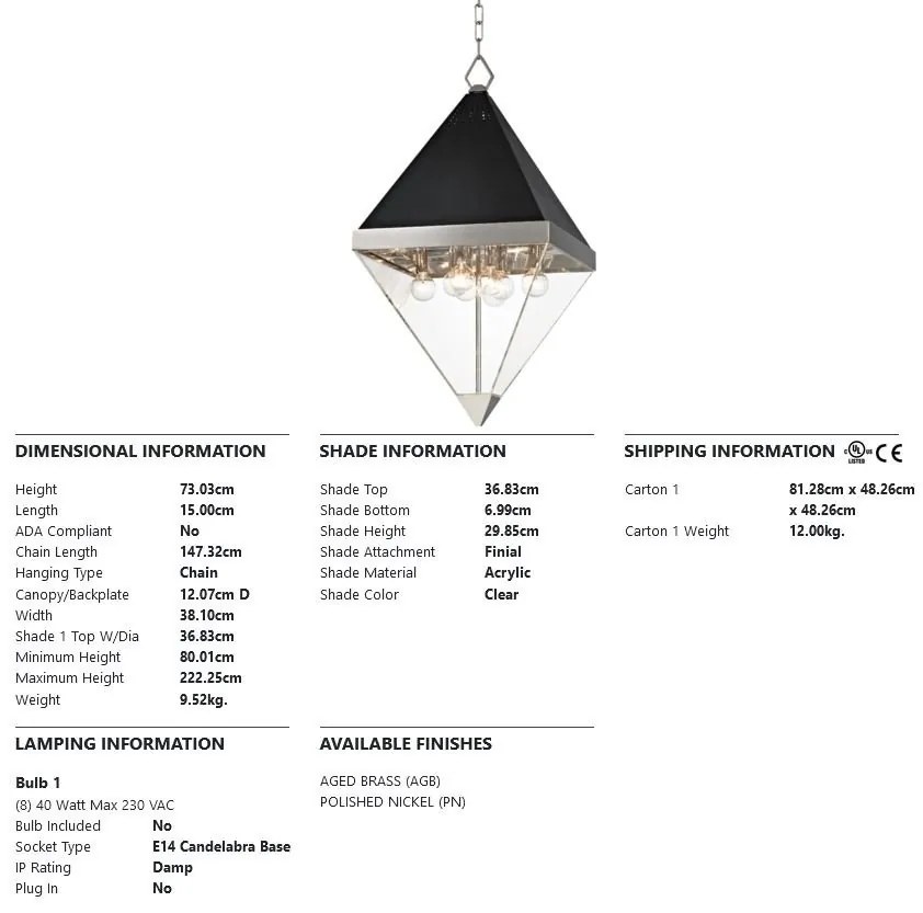 Pendul LUX design modern COLTRANE big, nichel lustruit