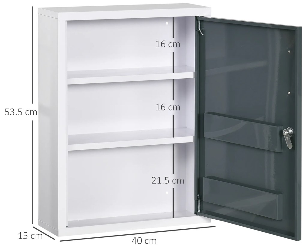 Kleankin Dulap Medicamente pentru Montare pe Perete, cu 3 Nivele, Ideal pentru Baie și Bucătărie, Design Compact și Funcțional | Aosom Romania