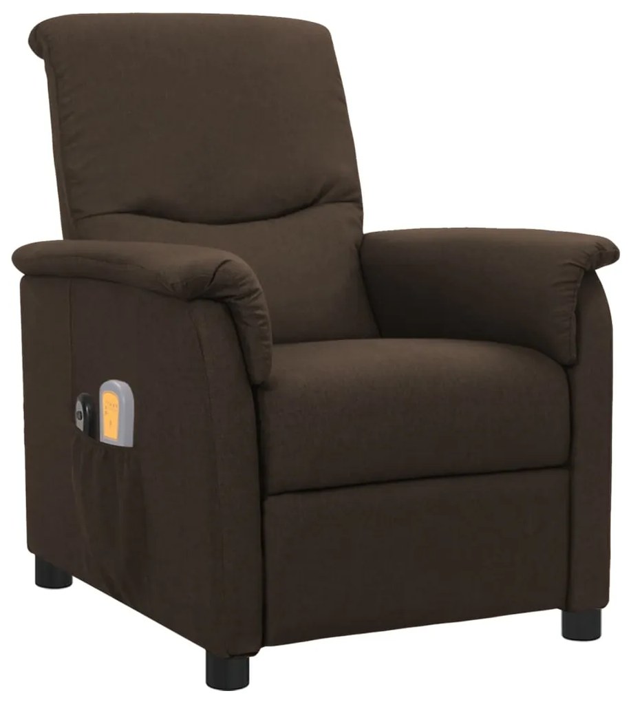 3098561 vidaXL Fotoliu de masaj electric rabatabil, maro închis, textil