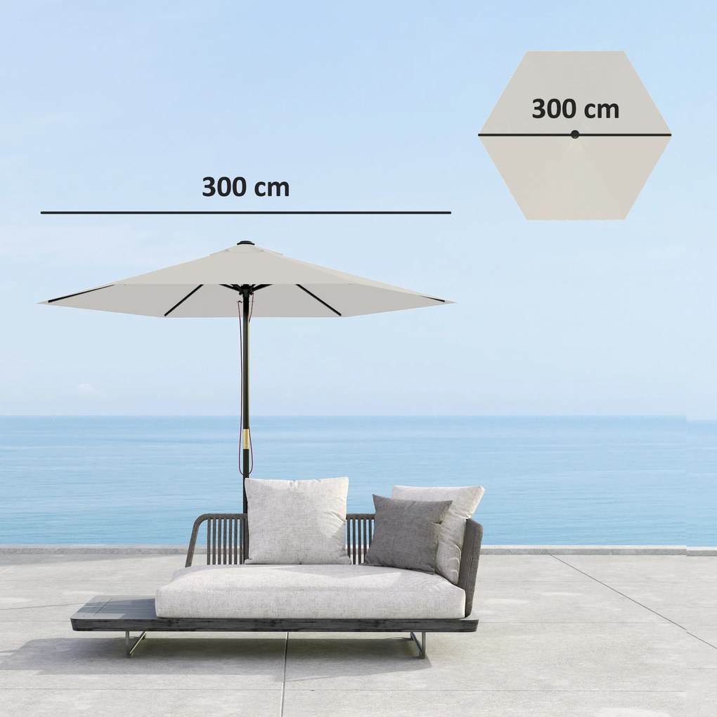 Outsunny Înveliș de Schimb pentru Umbrelă cu Orificii de Aerisire, Ø300 cm, Alb Crem | Aosom Romania