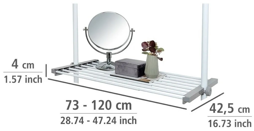 Wenko Raftă telescopică din sârmă Herkules, 73–120 cm, albă