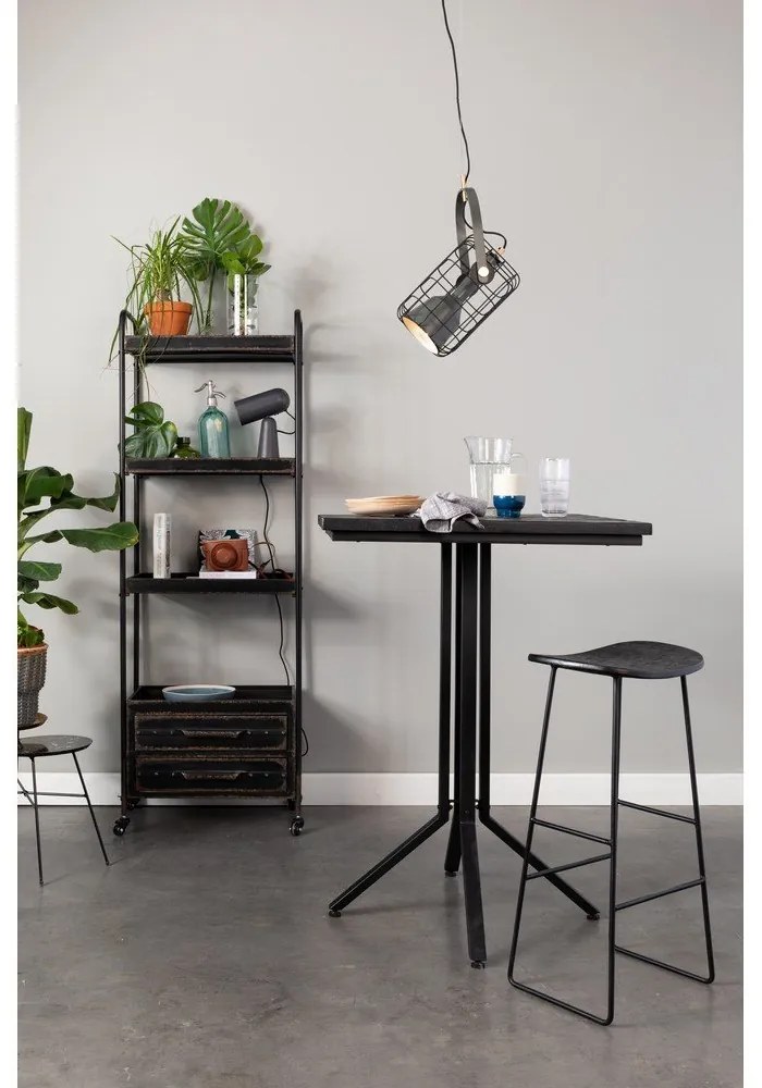 Scaun de bar negru din lemn de tec (înălțime șezut 76 cm) Tangle – White Label