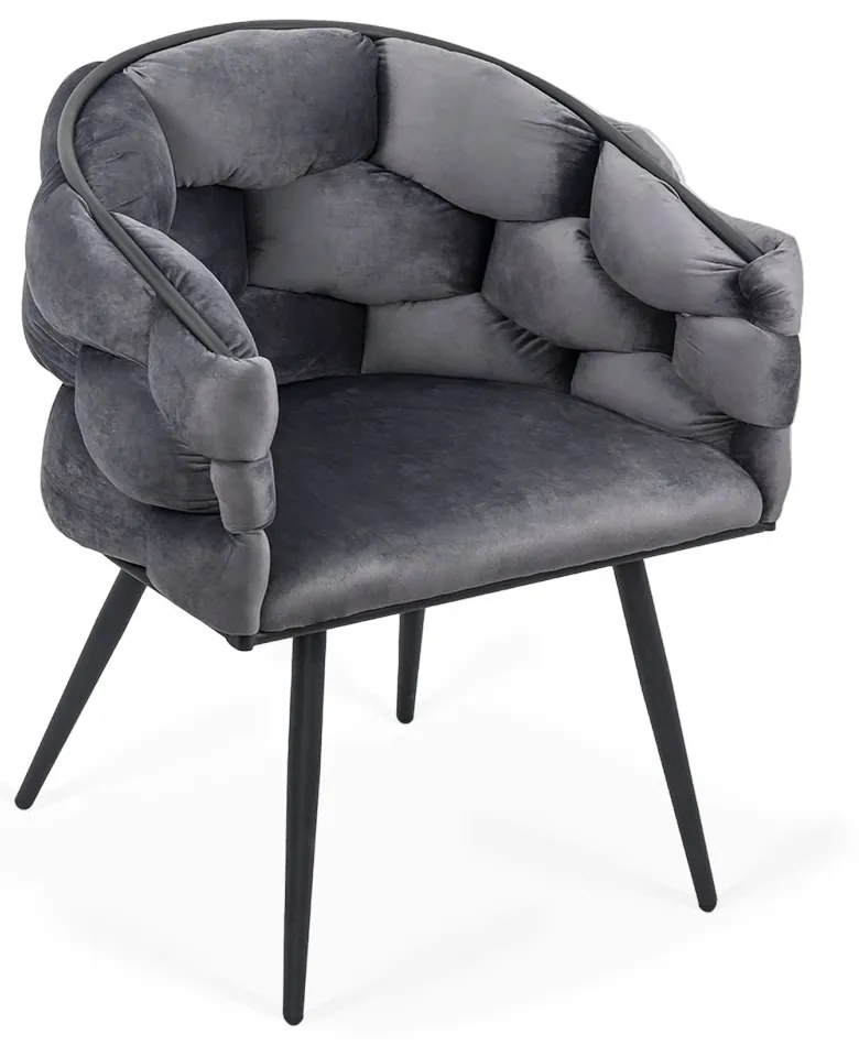 Scaun living modern din catifea si cadru metalic BUC 256 gri