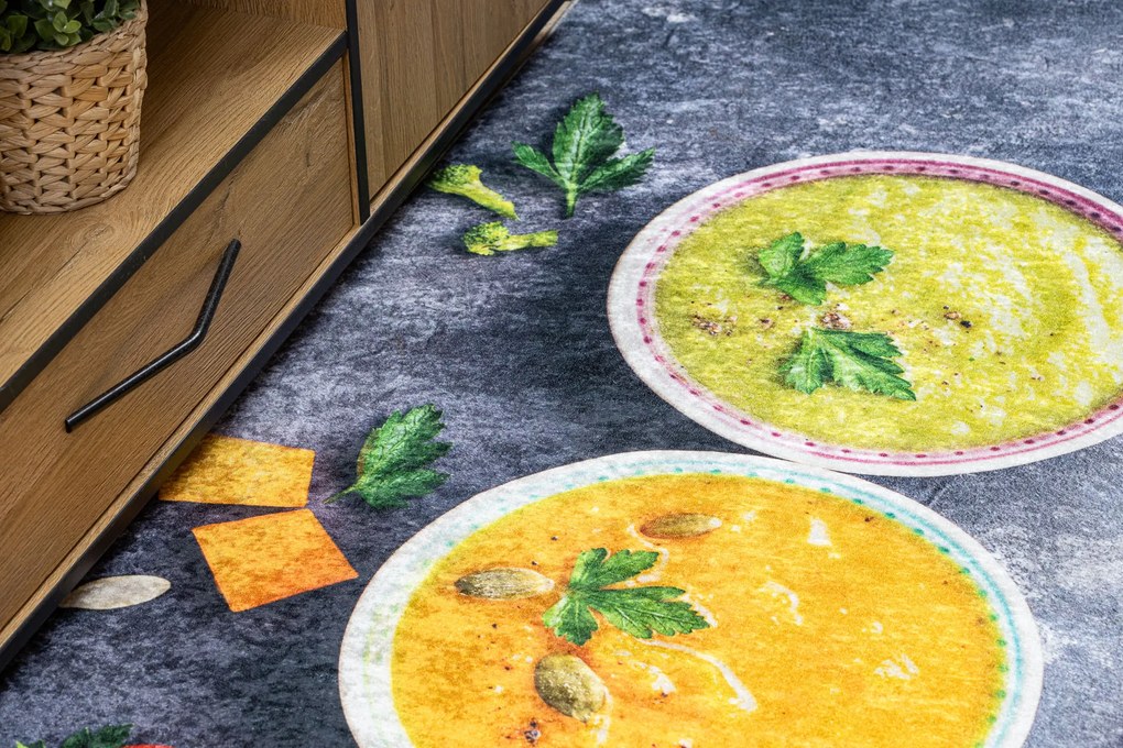 ANDRE 33290 covor lavabil Sosuri bucatarie anti-alunecare - gri / galben