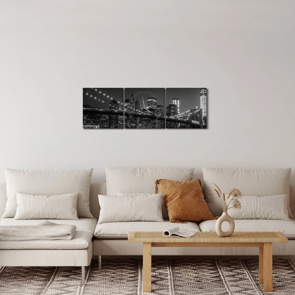 Tablou cu podul Brooklin în New York (cu ceas) (90x30 cm)