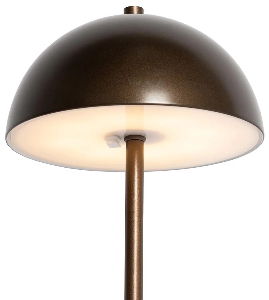 Lampă de masă de exterior bronz închis reîncărcabilă cu 3 trepte de reglare a luminozității - Keira