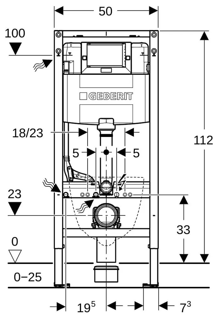 Cadru wc suspendat 12 cm Duofix cu rezervor wc incastrat Geberit Sigma