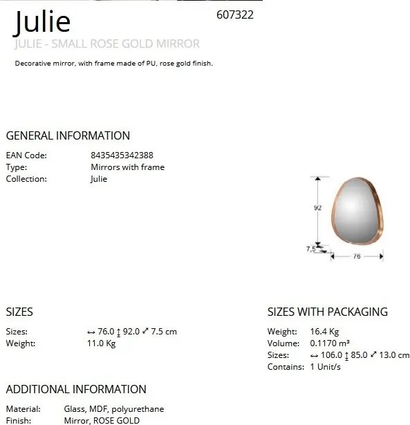 Oglinda decorativa 76x92cm Julie