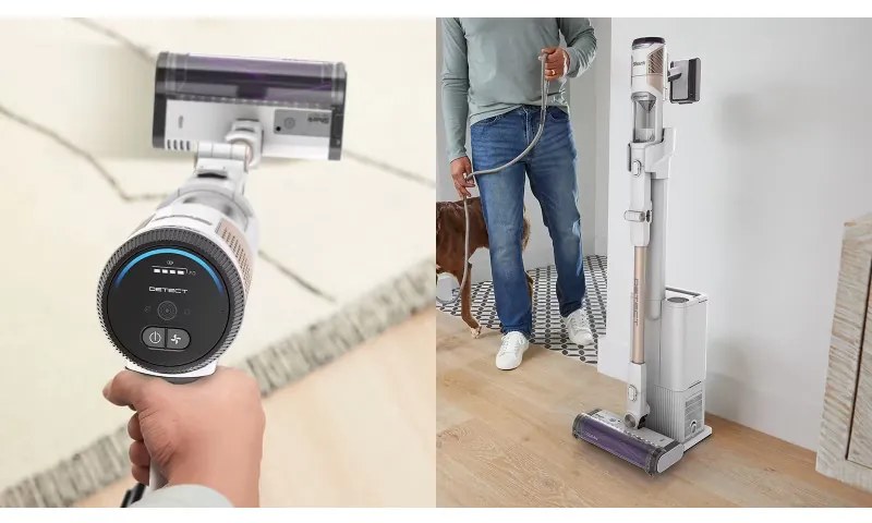 Aspirator vertical Shark IW3612EUT, 240W, 0.42 l, 3 moduri, 3 trepte, 3 atasamente, Afisaj LED, Senzori pentru detectarea murdăriei invizibile, Autonomie pana la 60 min, Alb/Galben