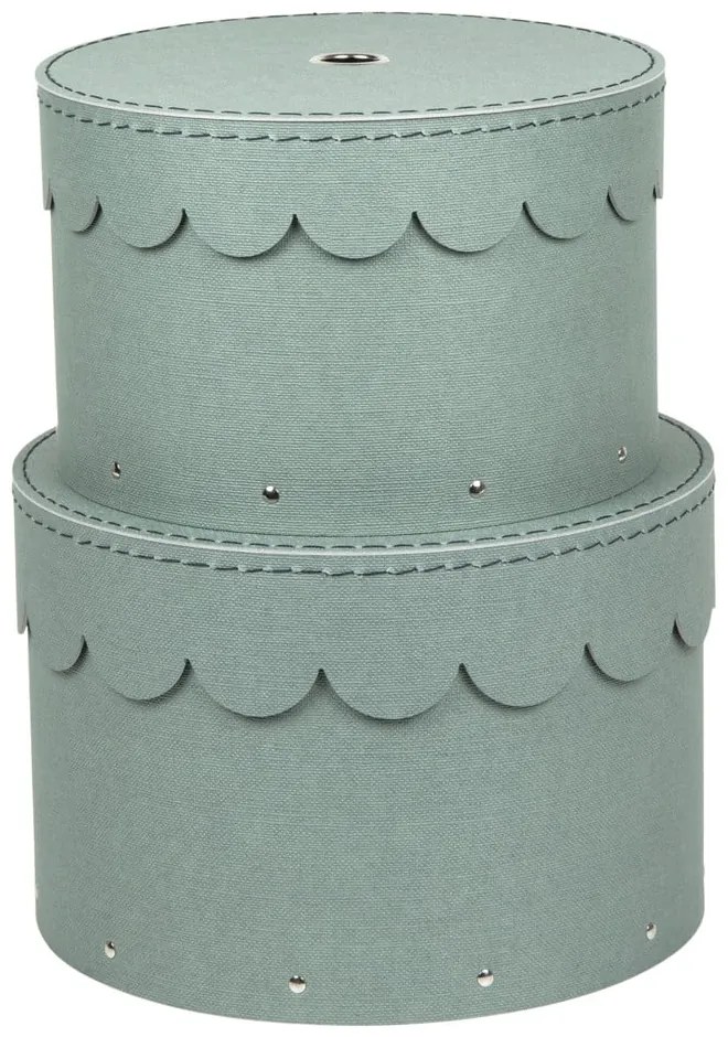 Cutii de depozitare albastru-verde 2 buc. din carton cu capac ø 26x17,5 cm Wilma Canvas Paper Laminate – Bigso