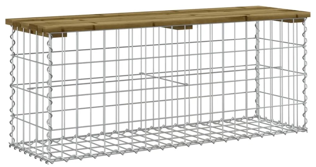 834352 vidaXL Bancă grădină, design gabion, 103x31,5x42cm, lemn pin impregnat