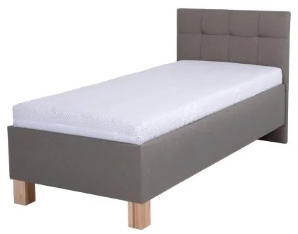 Pat tapițat MARIA ONE, 90x200 cm, cu spațiu de depozitare, fără saltea, culoare taupe