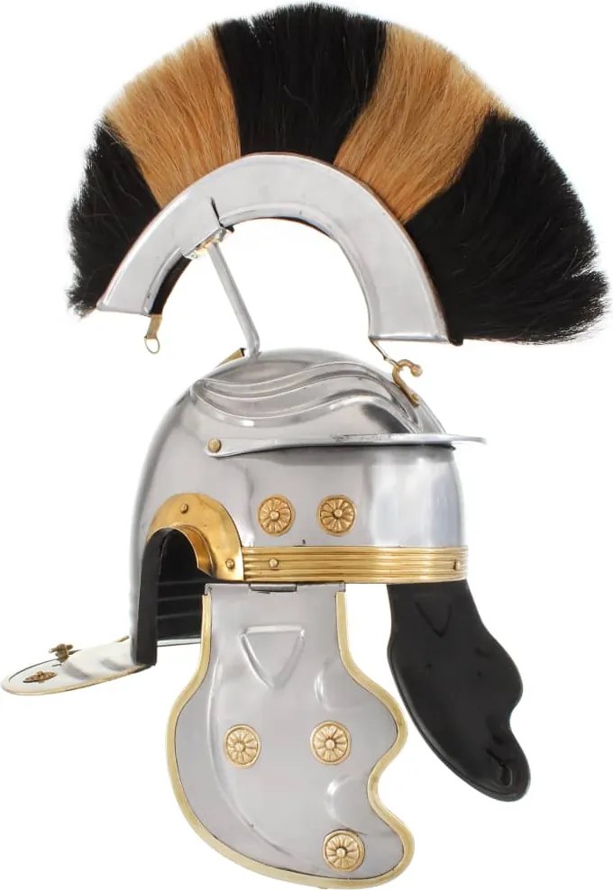 vidaXL Coif soldat roman aspect antic, joc roluri, argintiu, oțel