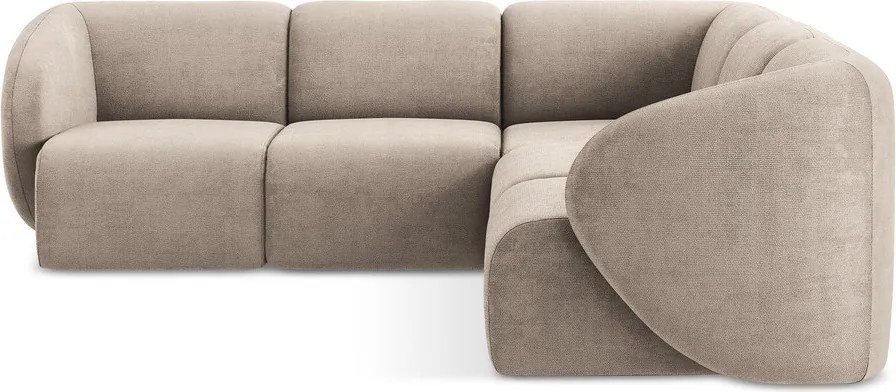 Colțar maro deschis cu tapițerie din chenille Lani – Makamii