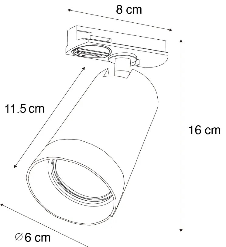 Spotlight modern cu inel fumuriu pentru sistem de șine monofazate GU10 50mm - Iconic Jeana