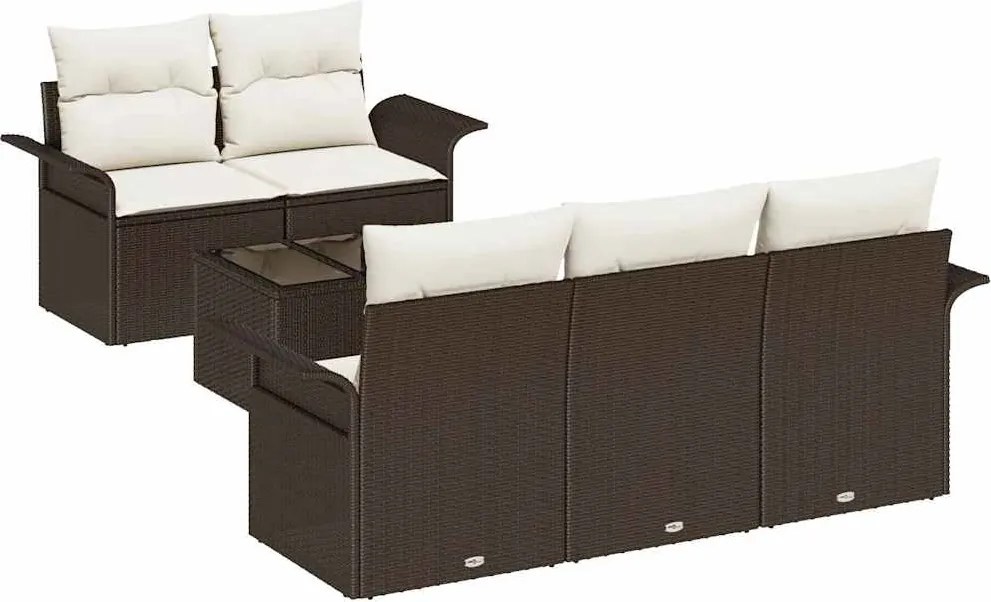 vidaXL Set de canapea cu pernă 6 pcs Maro poliratan