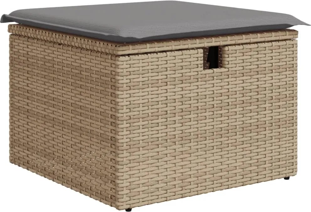 vidaXL Taburet de grădină cu pernă, bej, 55x55x37 cm, poliratan