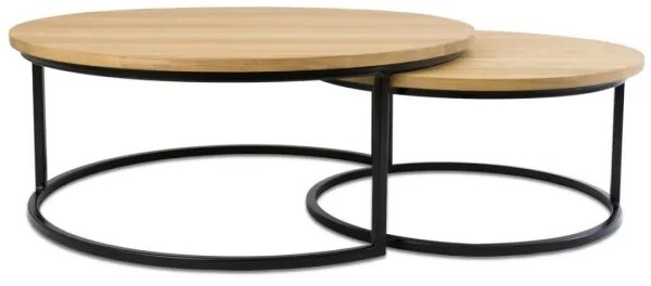 SET 2x măsuță de cafea OAKLOFT 38x90 cm negru/stejar