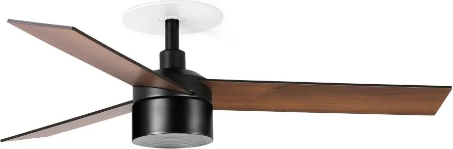 Lustra LED cu Ventilator incastrabil tavan cu telecomanda RUDDER TEK 3 S negru/nuc 3000K