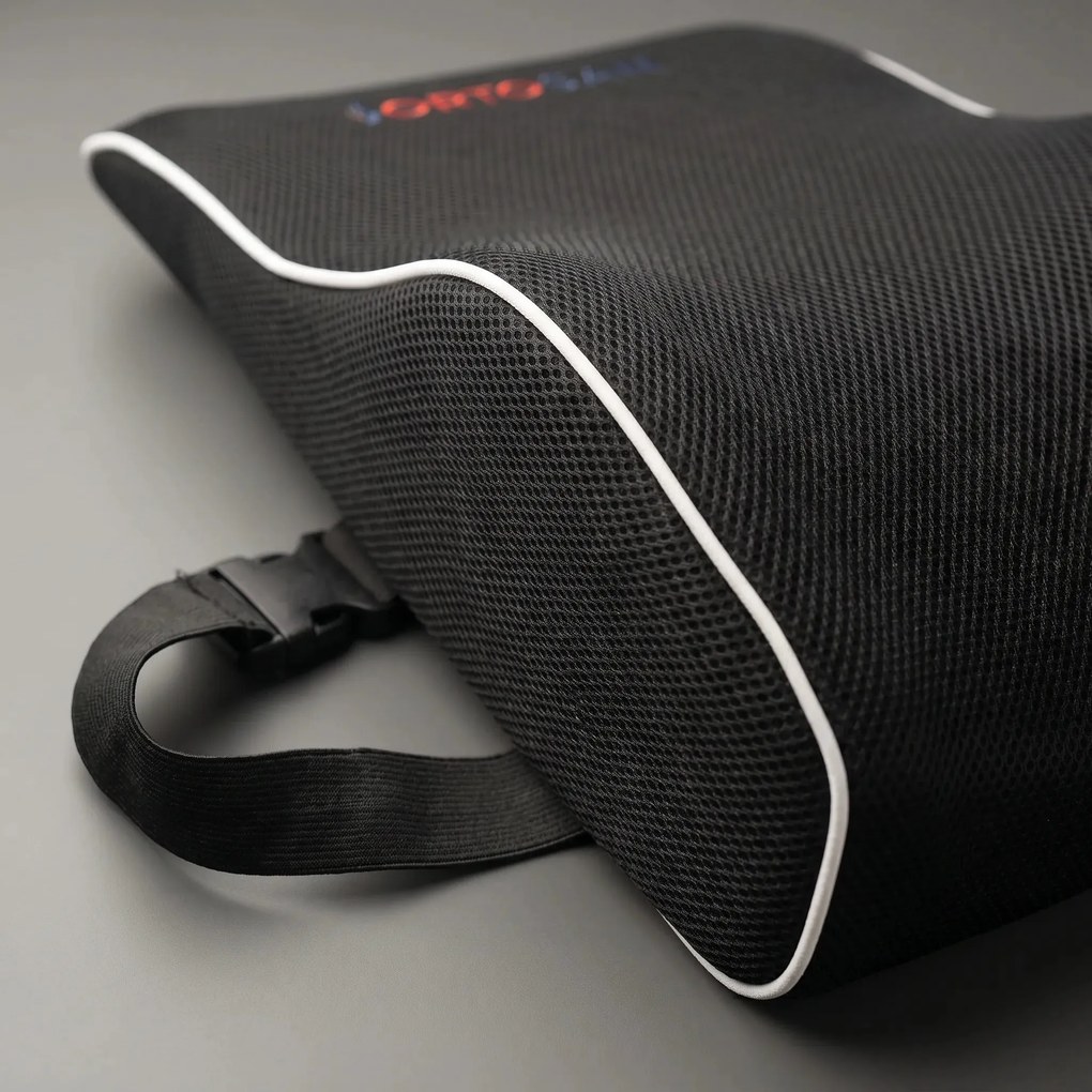 Perna lombara memory foam cu curele ORTO SPINAL, Negru