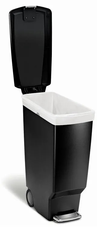 Coș pedală îngust 40 l, plastic negru, negru
