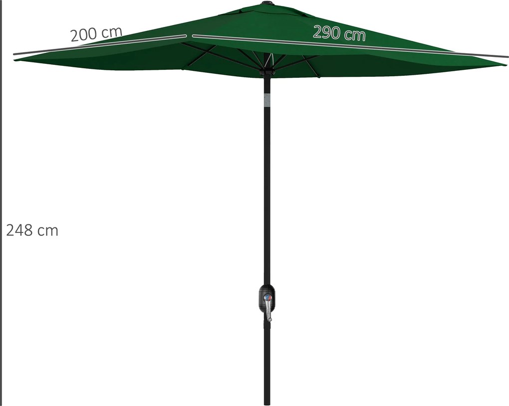 Outsunny Ombrellone da Giardino 2x3m Inclinabile e Apertura a Manovella Grigio | Aosom Romania