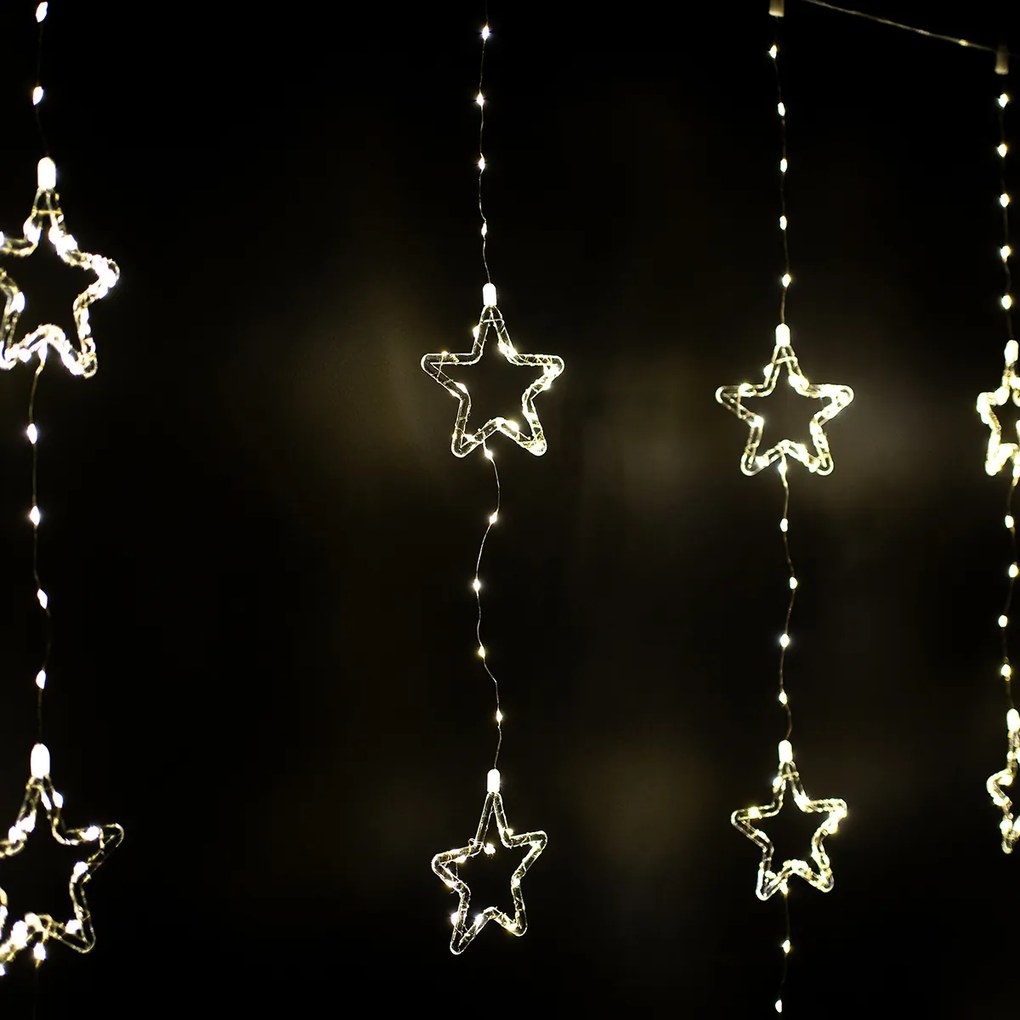 Ghirlandă luminoasă pentru exterior Stars, 120x120cm,LED, alb cald, temporizator, 8 funcții, 120 cm