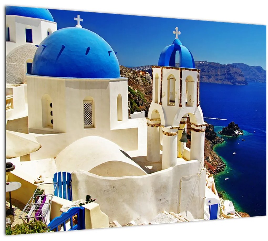 Tablou pe sticlă - Santorini, Grecia (70x50 cm)