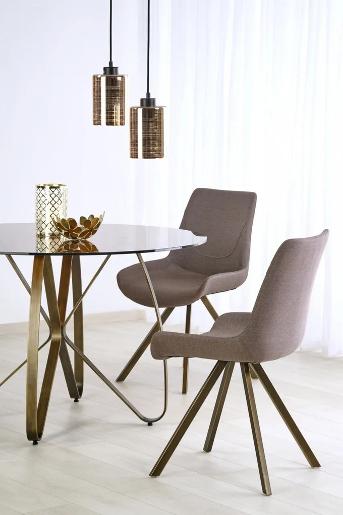 Set masa rotunda sticla si metal Lungo + 4 scaune K290
