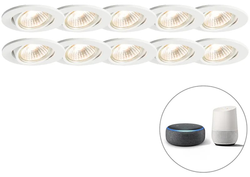 Set de 10 spoturi inteligente încastrate albe reglabile, inclusiv Wi-Fi GU10 - Cisco