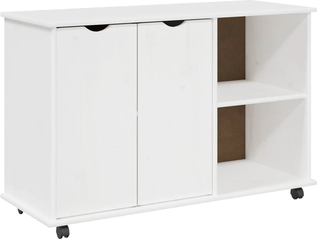 vidaXL Cabinet mobil cu roata Alb 100 x 39 x 65,5 cm Lemn de pin masiv