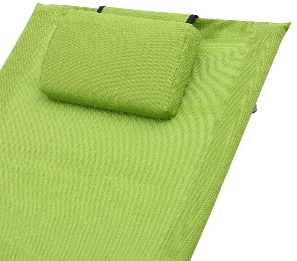 Șezlong cu pernă, verde, textilenă