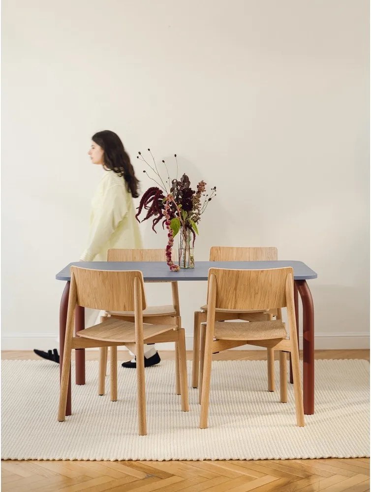 Masă de dining cu blat cu aspect de lemn de stejar 80x140 cm Meko – noo.ma