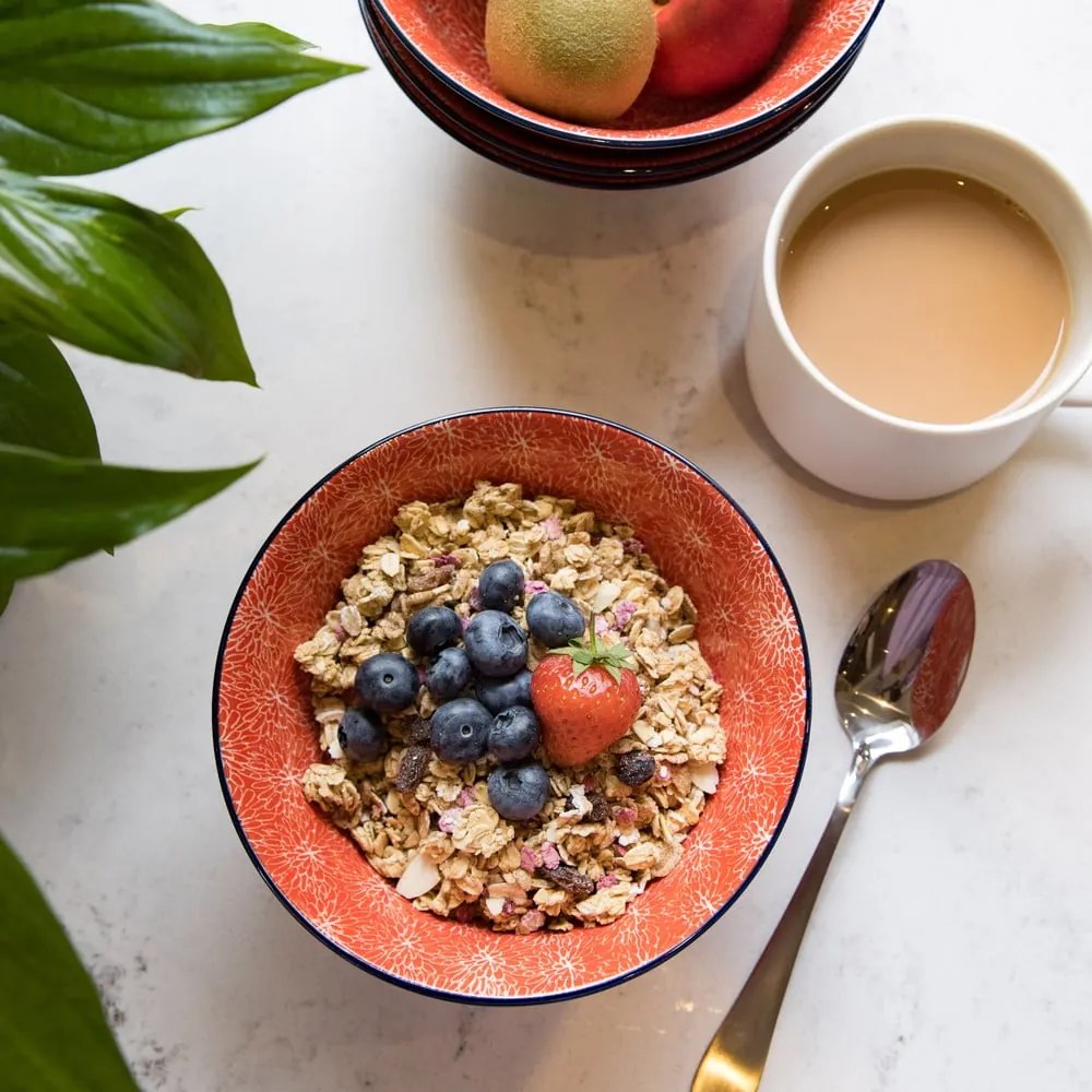 Bol roșu din ceramică Kitchen Craft Floral, ø 16 cm