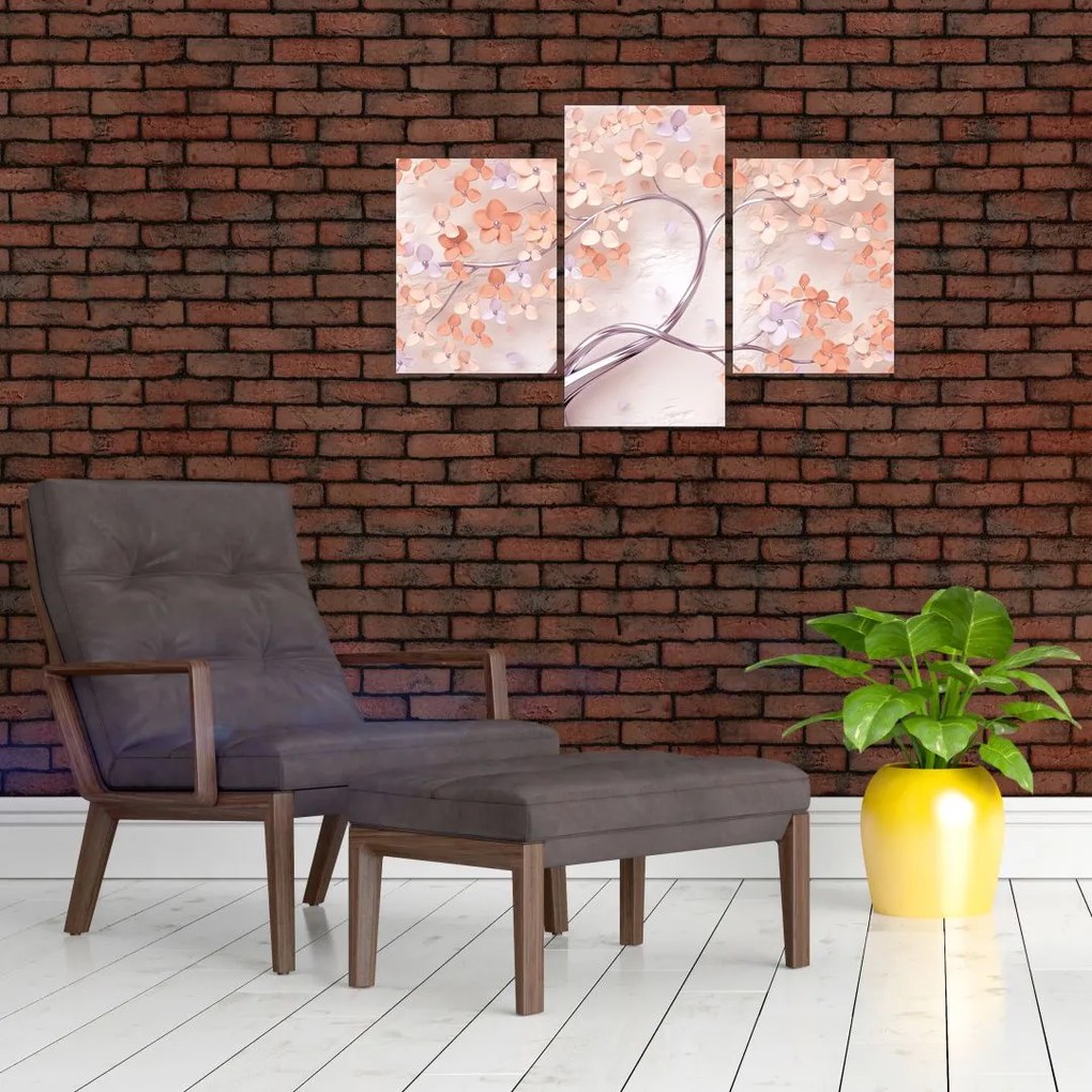 Tablou florilor de pom din coral - abstract (90x60 cm)