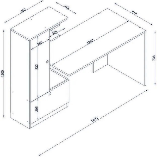Birou Domingos Alb și Nuc