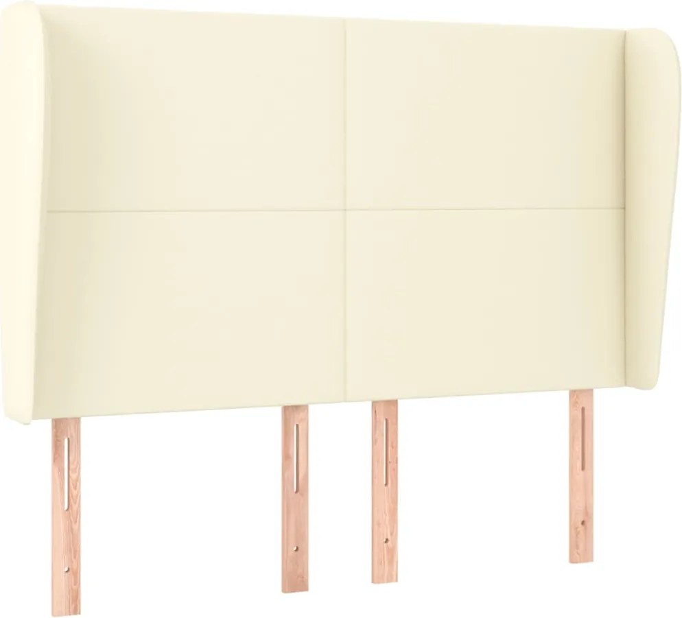 vidaXL Tăblie de pat cu aripioare, crem, 147x23x118/128 cm, piele eco
