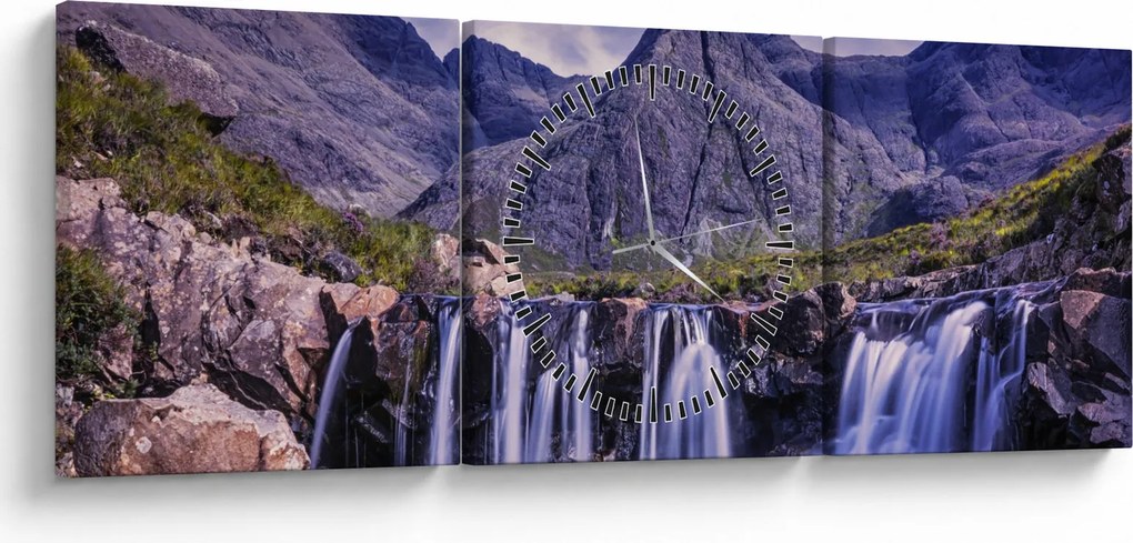 Tablou cu cascade (cu ceas) (90x30 cm)