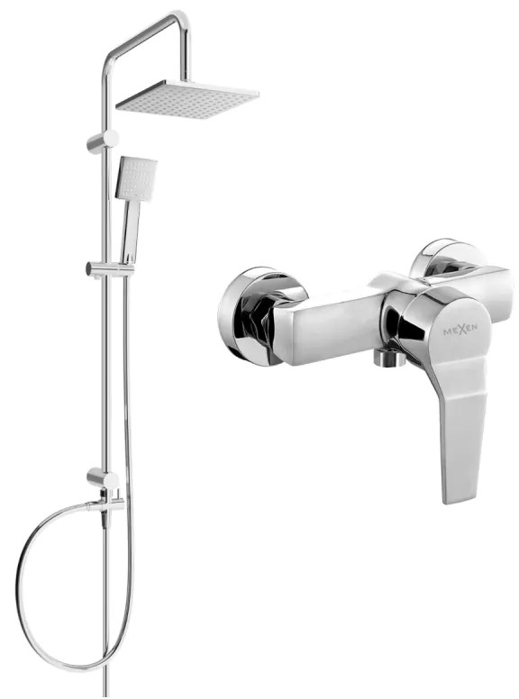 Mexen Caro Set de duș Tord montat la suprafață cu duș de ploaie și baterie de duș, crom - 746640200-00