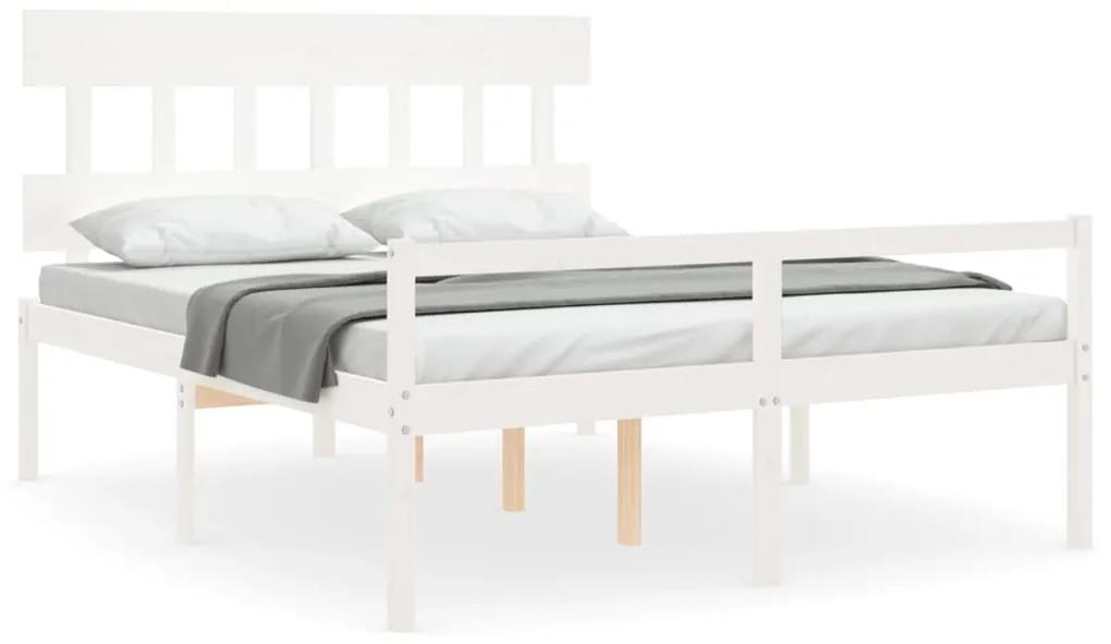 3195427 vidaXL Cadru de pat senior cu tăblie, 160x200 cm, alb, lemn masiv