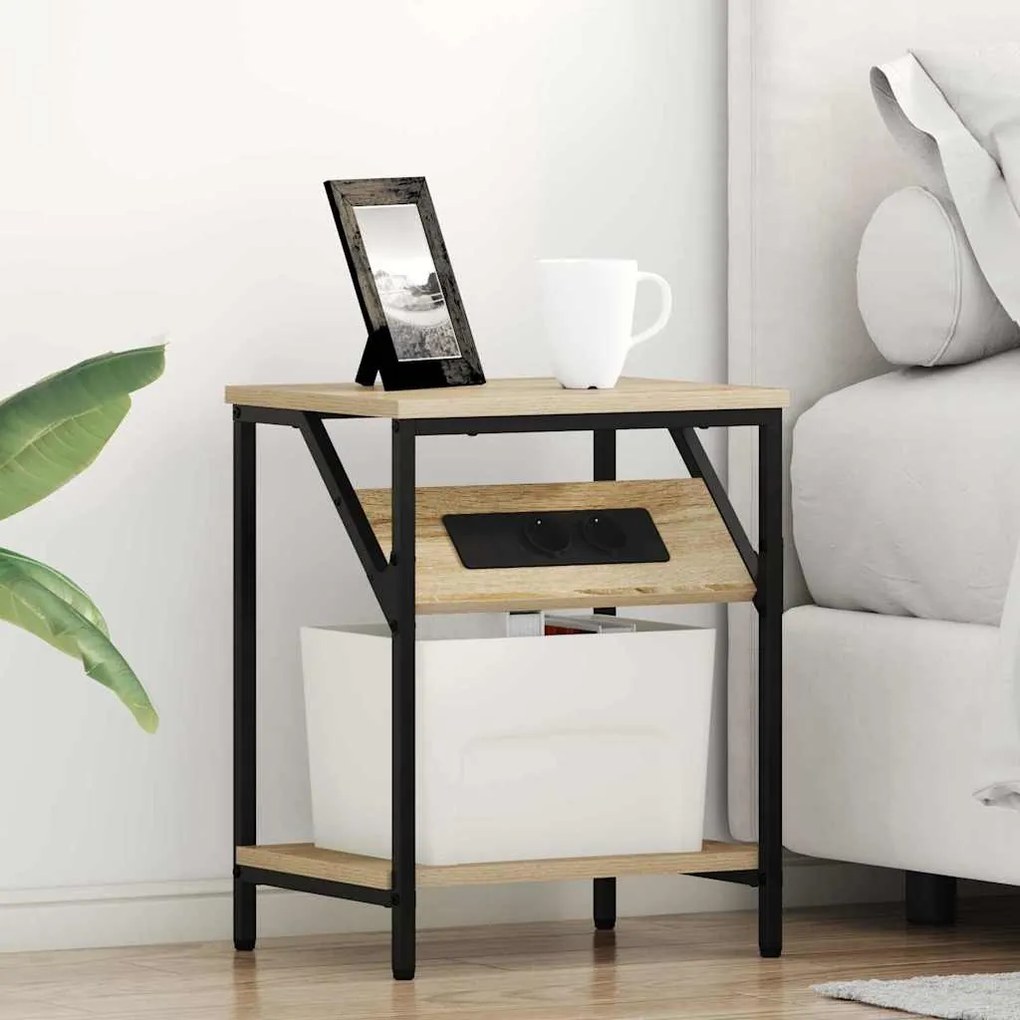 vidaXL Noptiere 2 pcs Stejar sonoma 38 x 30 x 48 cm Lemn compozit
