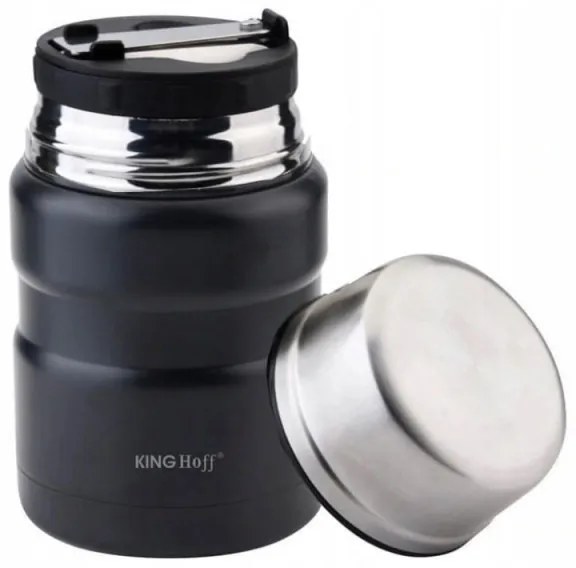 Resigilat: Termos pentru hrana Kinghoff KH 1460, 750 ml, Inox, Incasabil, Negru