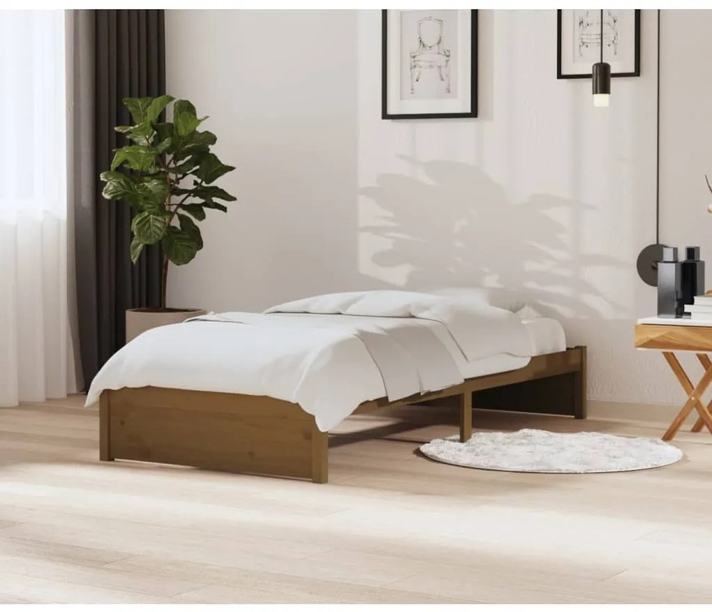 vidaXL Cadru de pat, maro miere, 90x200 cm, lemn masiv de pin