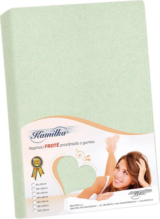 Bellatex Cearșaf din froté verde salvie, 200 x 220 cm