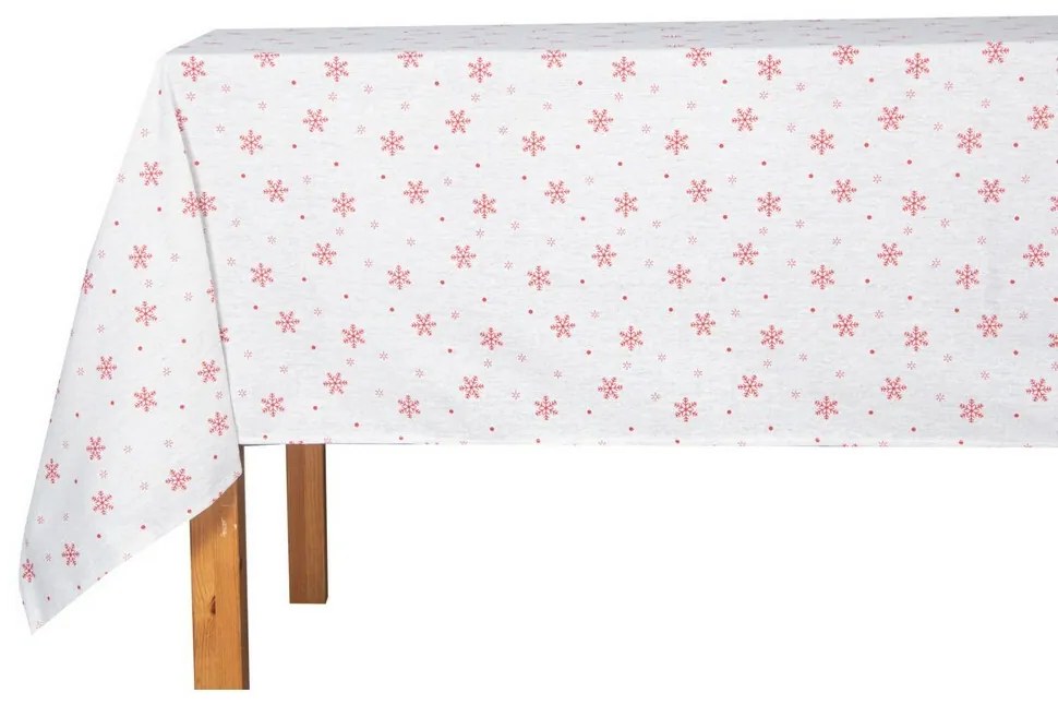 Fată de masă de Crăciun Red Snowflakes on White,130 x 180 cm