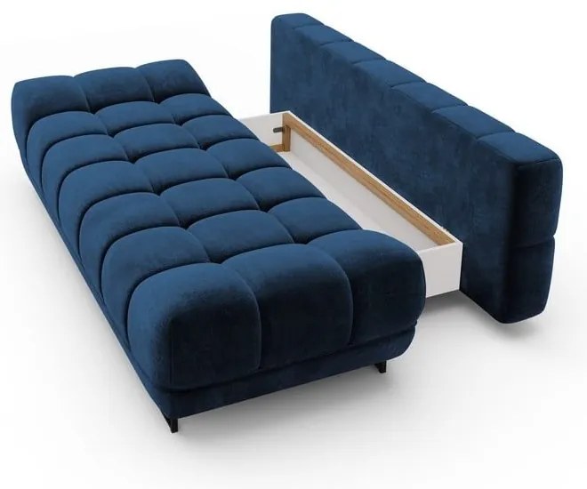 Canapea extensibilă cu 3 locuri și tapițerie de catifea Windsor &amp; Co Sofas Cirrus, albastru închis