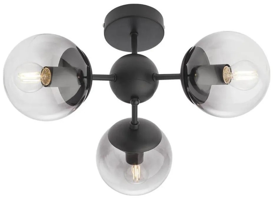Redo SEMIA 01-2176 - Lustru cu tijă, 3xE14/28W/230V, negru/fumuriu