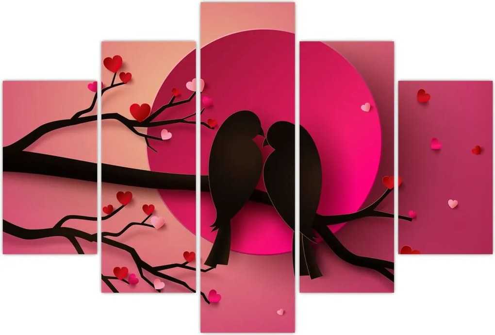 Tablou - Păsări îndrăgostite (150x105 cm)