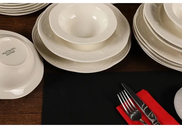 Set de masă 24 piese alb/porțelan